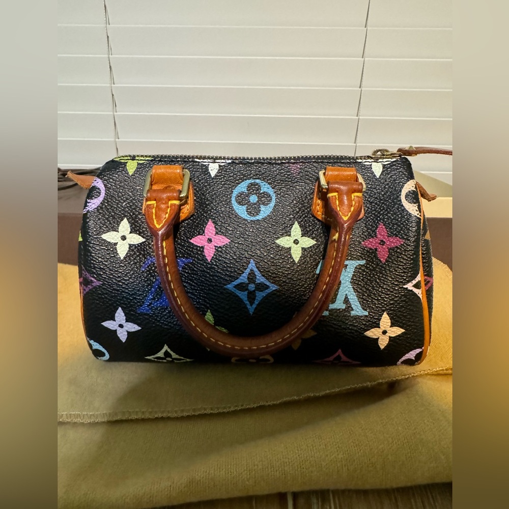 Louis Vuitton Murakami black mini multicolor nano speedy w/everything. tags, key